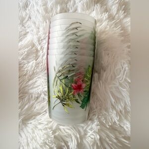 Tommy Bahama Frosted Glass Vase with Floral Design